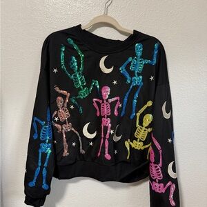 Sequin Skeleton Halloween  Top